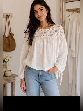 Vanilla Star Cream Lightweight Viscose Top, & KIMONO (2) PIECES